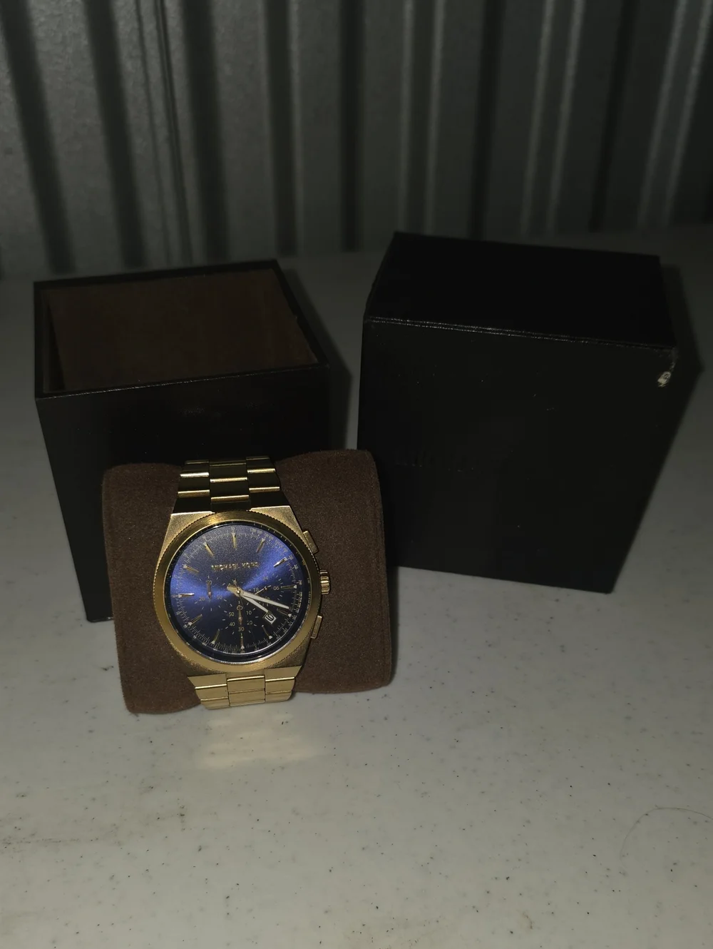 Michael Kors Gold Watch with Blue Sunray Dial